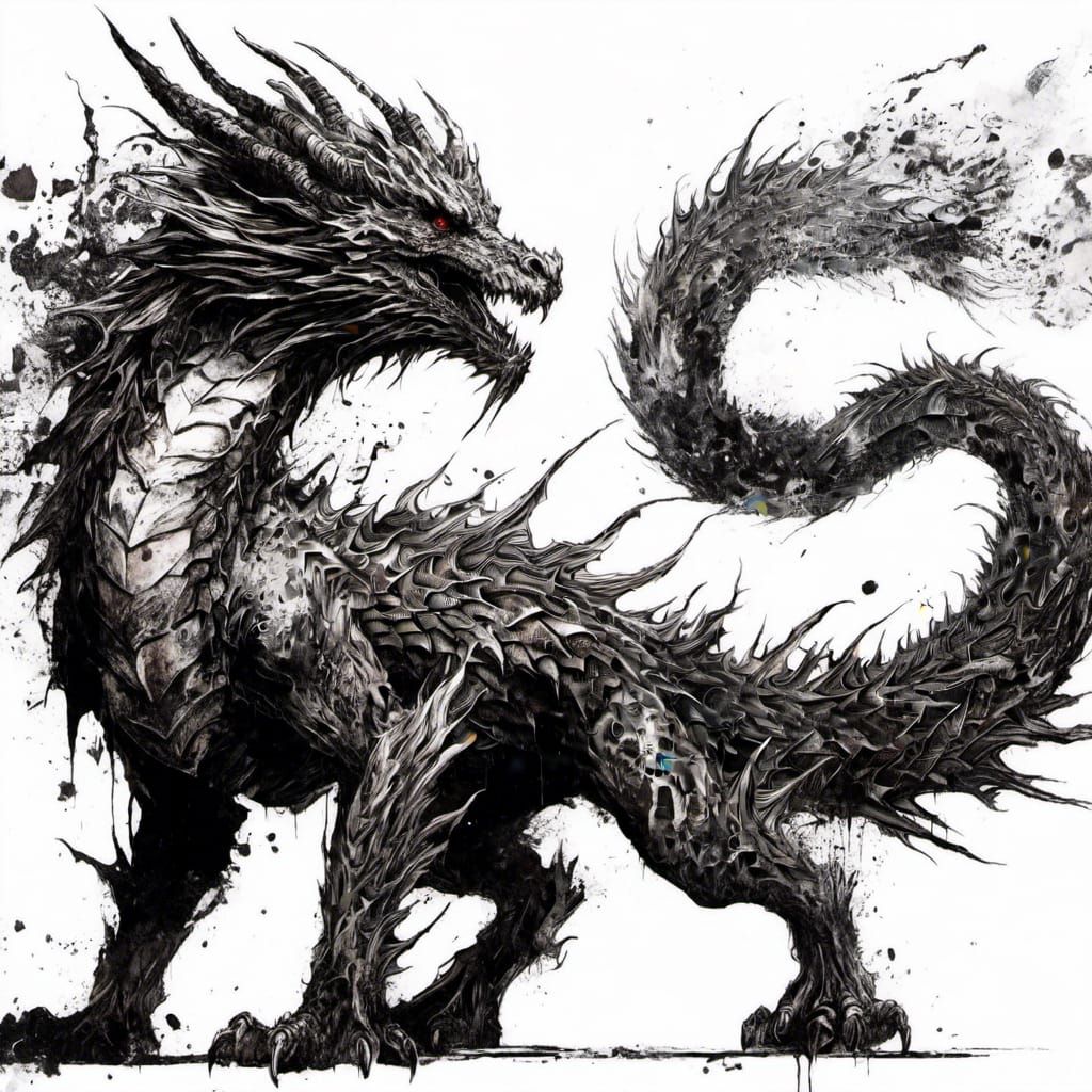 Dragon in Ink Wash Painting Style