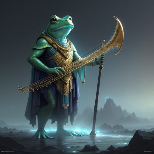 Epic Science Fiction Frog in Iridescent Armor
