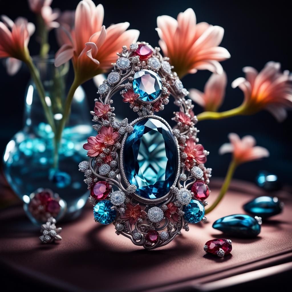Jewelry with Gems, Luminous Flowers, and Aquariums