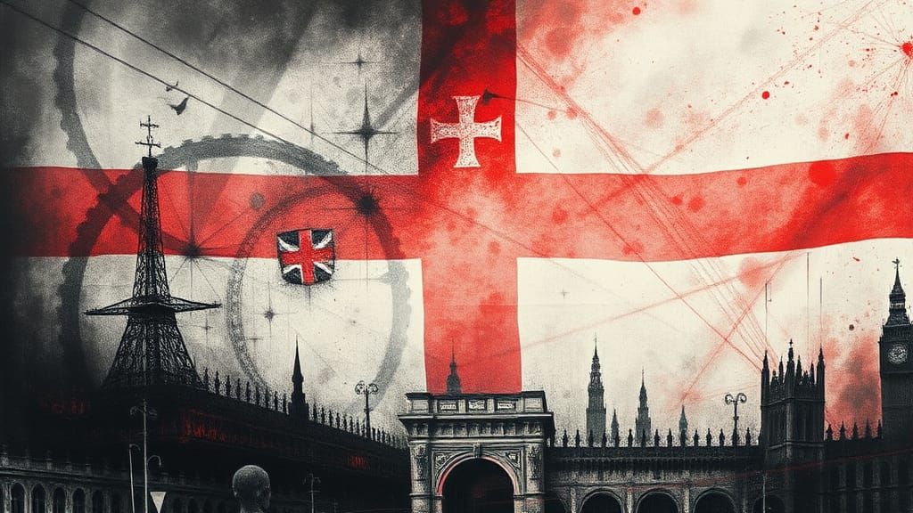 Surreal English Flag in Dystopian Dreamscape