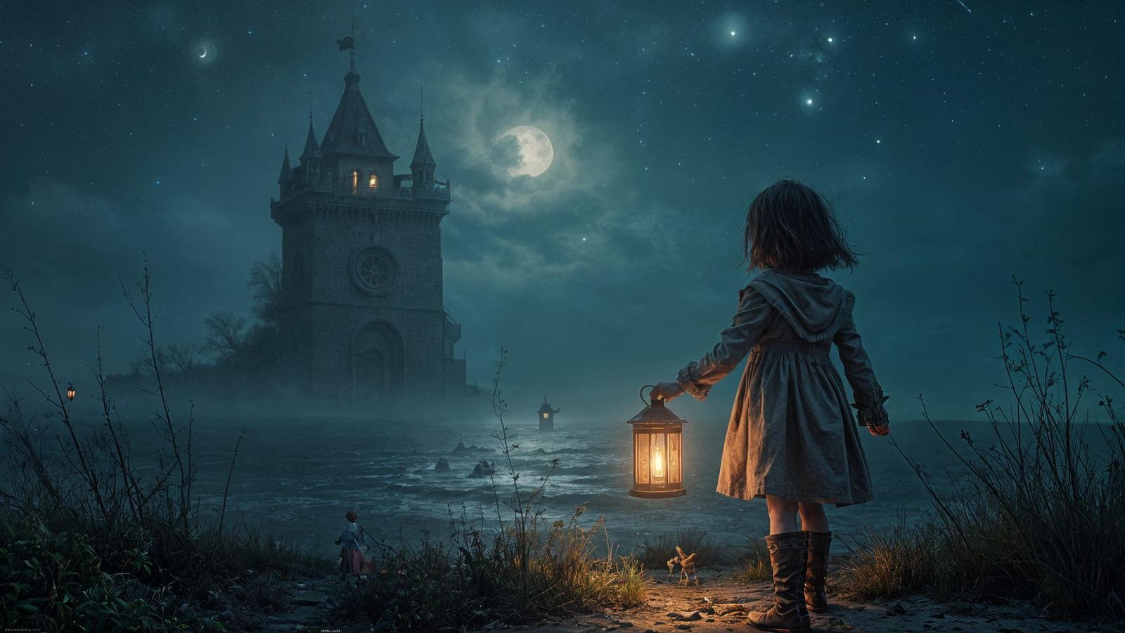 Haunted Village Under Twilight in a Dark Fantasy Style