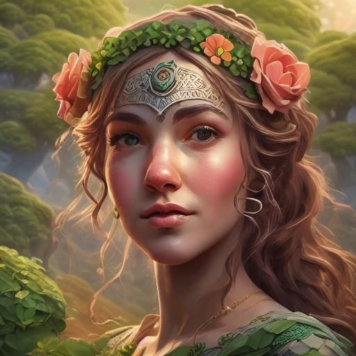 Portrait of a Beautiful Celtic Woman in Digital Art Style