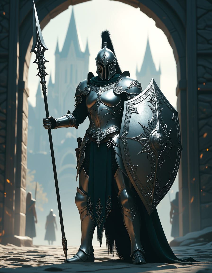 Elven Warrior Ready for Battle, Digital Matte Painting