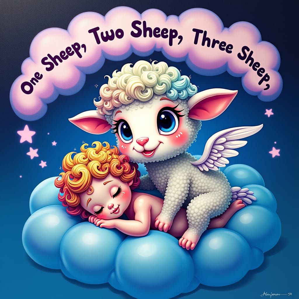 An adorable, sleepy Cherub trying to count Sheep 💜