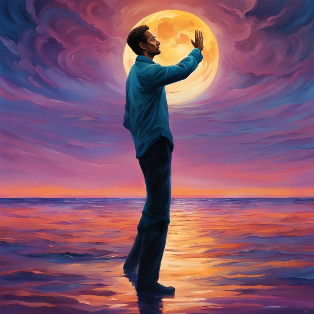 Ethereal Dreamer at the Edge of a Celestial Sea