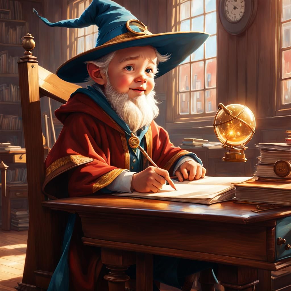 Wizard's First Day: Detailed Digital Art