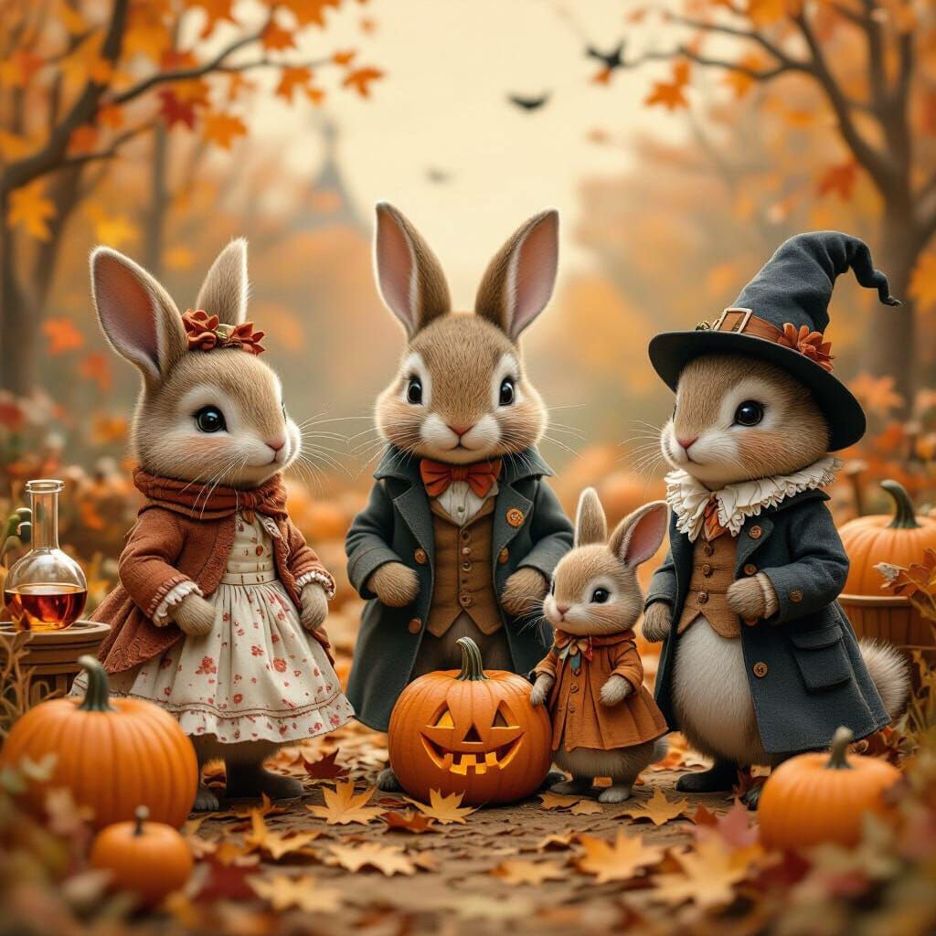 Spooky Halloween Harvest Festival in Wes Anderson Style