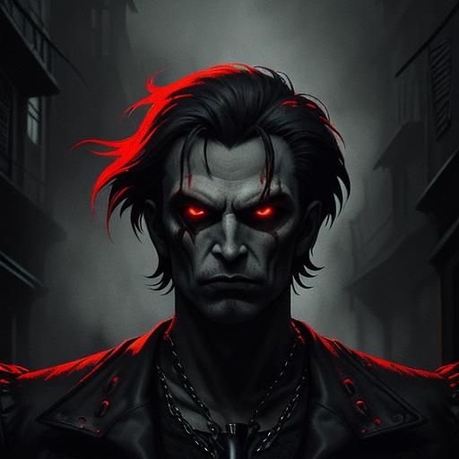 Pixelated Vampire Attack in Eerie Alleyway