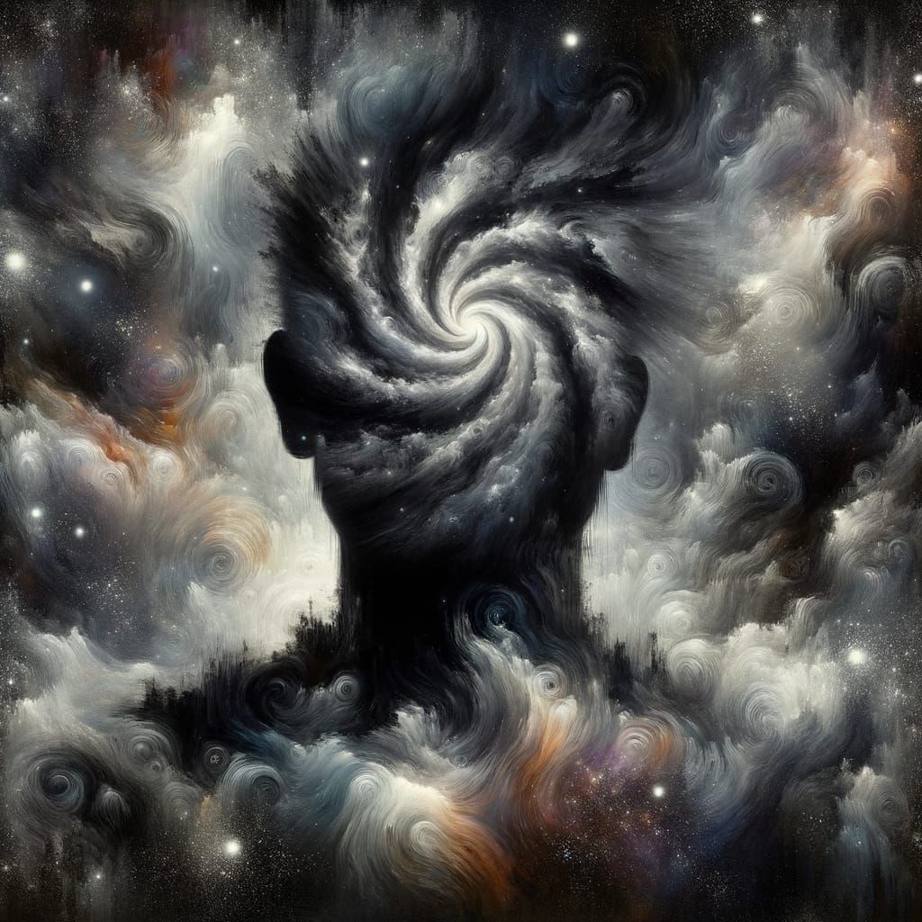 Cosmic Horror Portrait with Galaxy Face