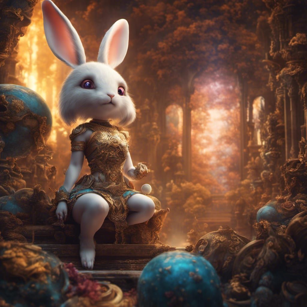 Chibi Rabbit Goddess: Digital Matte Painting