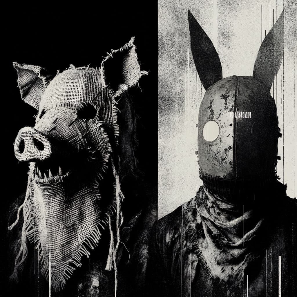 Industrial Noise Band Logo for HAIZEN with Masked Figures