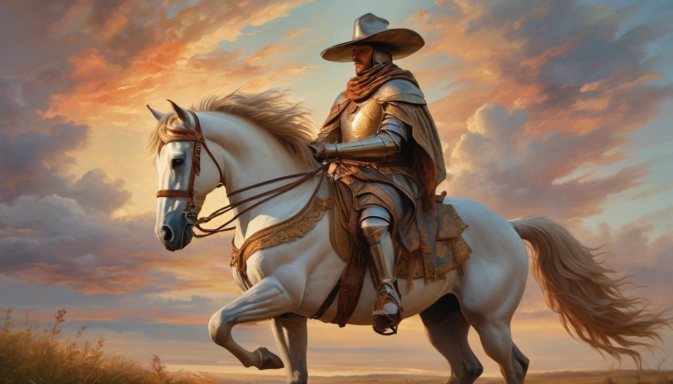 Knight Rides at Golden Hour: Renaissance Oil Painting