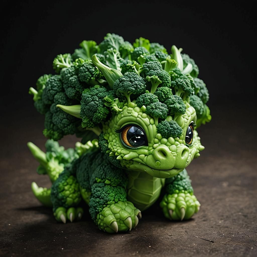 Dragon made of broccoli chibi