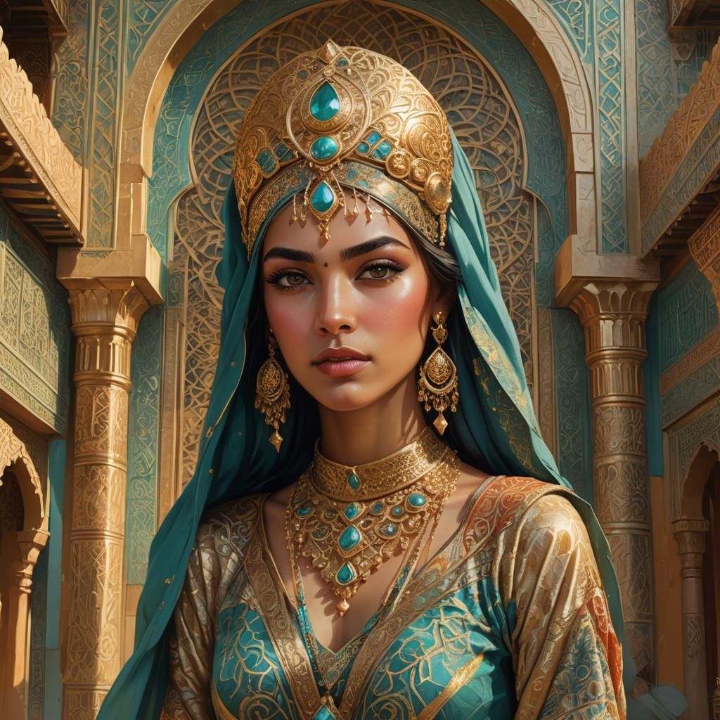 Arabian Princess Portrait in Art Nouveau Style
