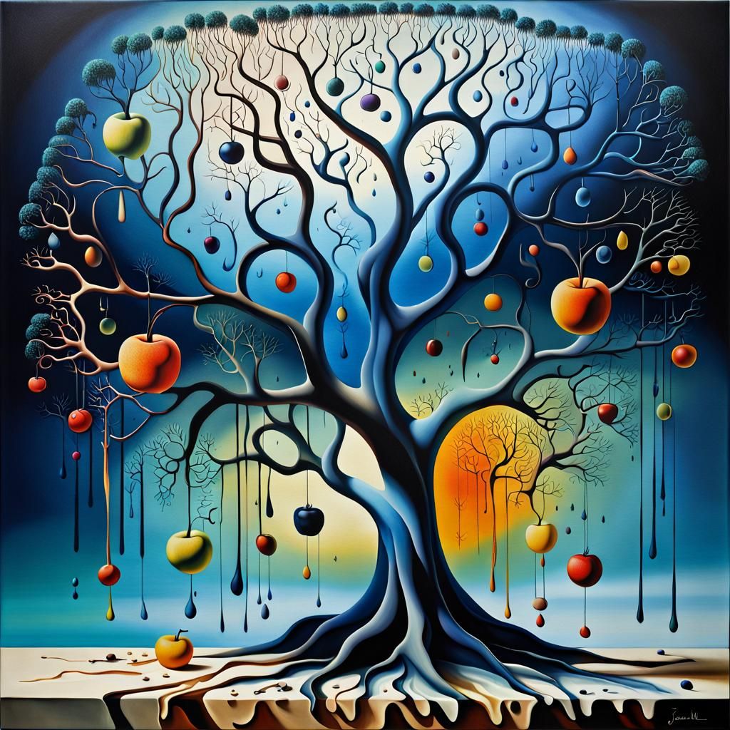 Crystalline Fruit Trees in a Surrealist Style