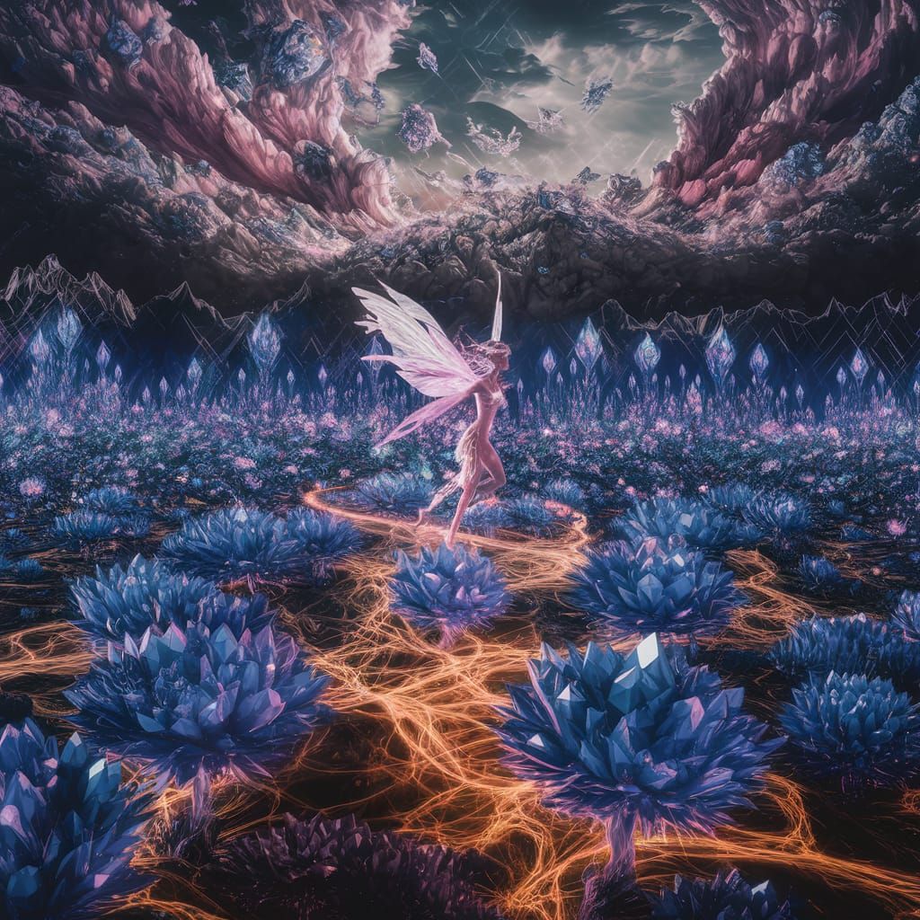 Surreal Light Flower Expanse: A Matte Painting