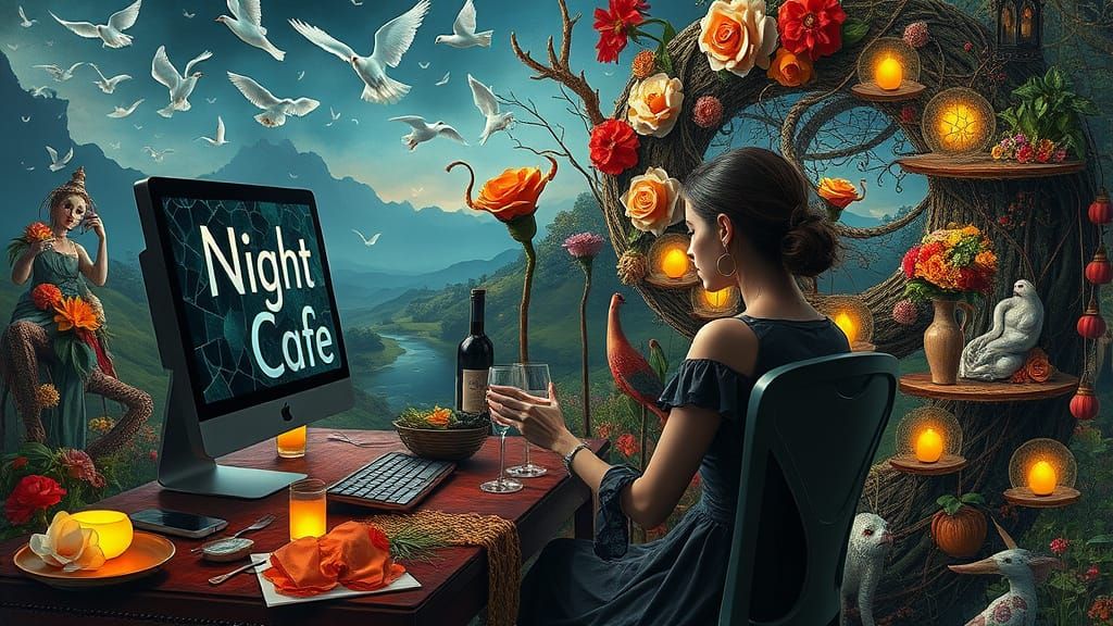 Tired Woman Surrounded by Digital Creations