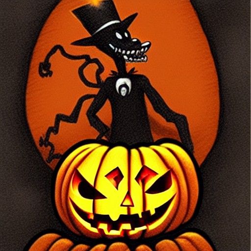 Jack-o'-Lantern Fantasy Sketch in Dark Art Style