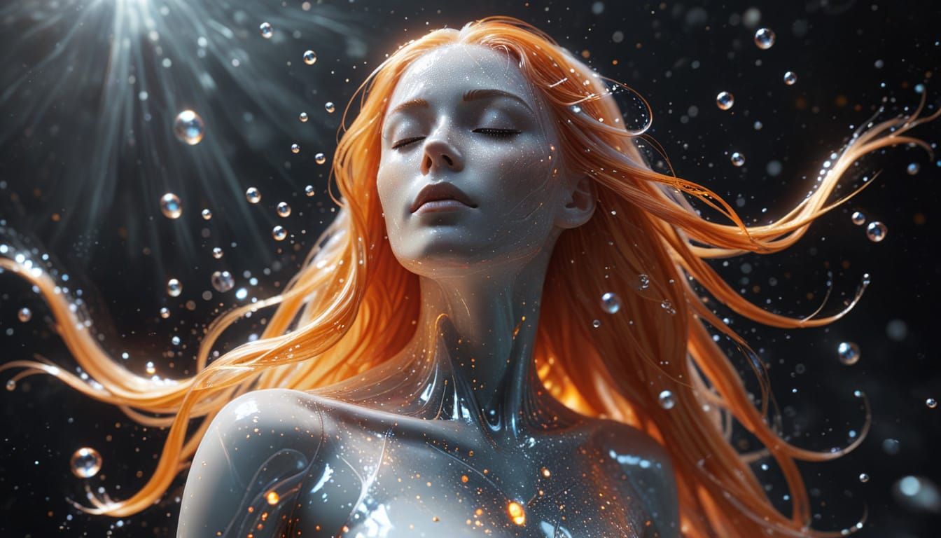 Ethereal Goddess in Whimsical Bubbles