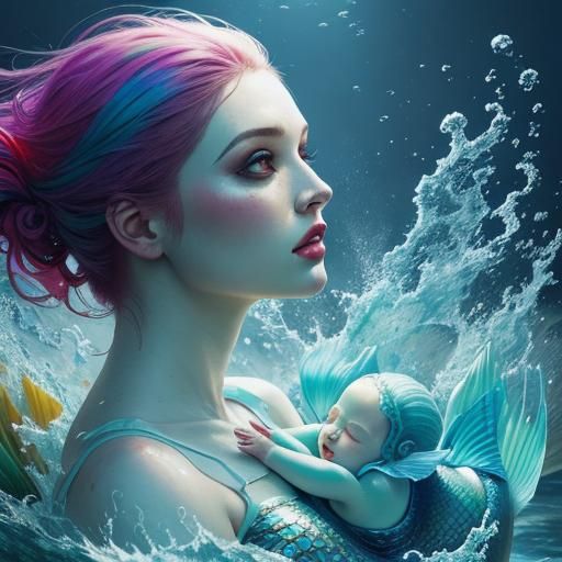 Hyperrealistic Mermaid's Dramatic Feast: Detailed Concept Ar...