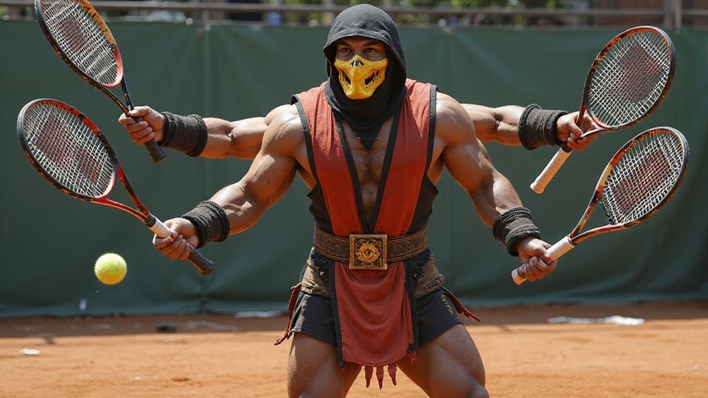 Goro from Mortal Kombat Plays Tennis