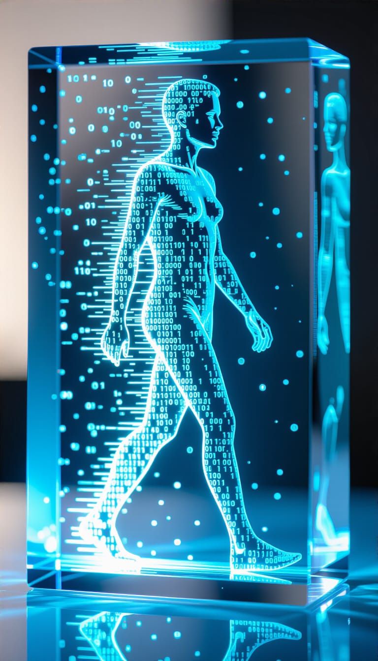 Resin Figurine Disintegrating into Binary Code
