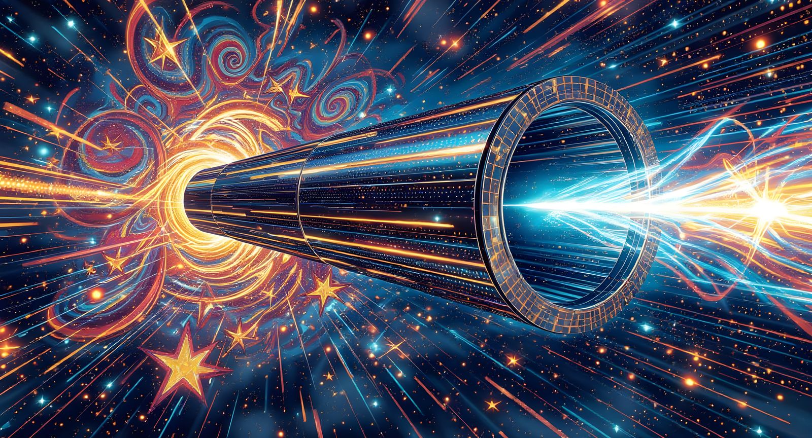 Iridescent Plasma Exhaust in a Kandinsky-Inspired Cosmos