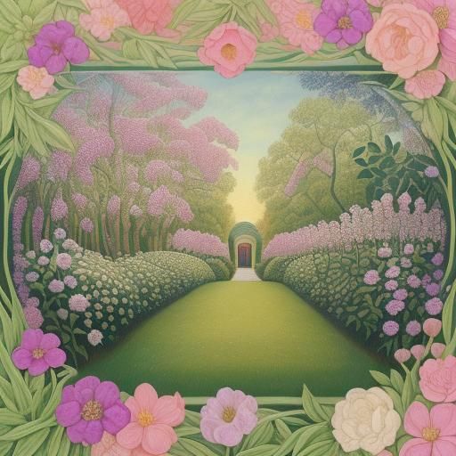 Lush Garden Illustration in Vivid Colors