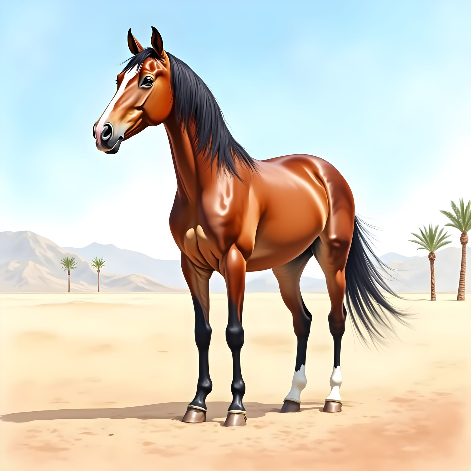 Elegant Arabian Horse Watercolor Painting