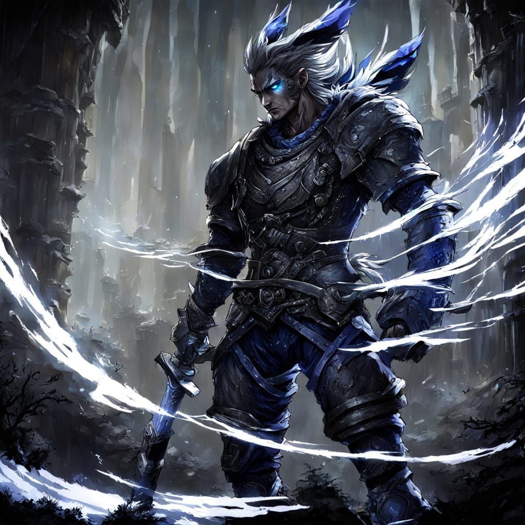 Ethereal Warrior in Cyberpunk Style