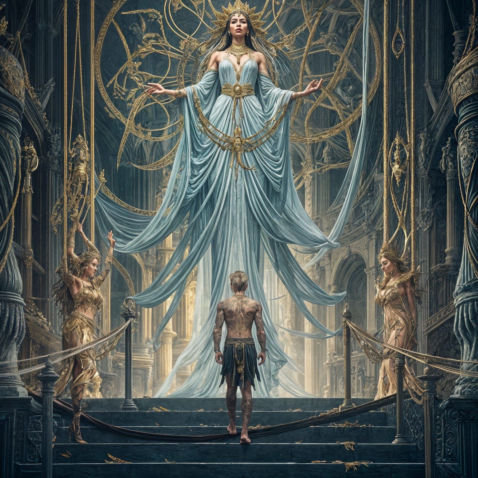 Majestic Goddess in Fractal Light, Fantasy Art