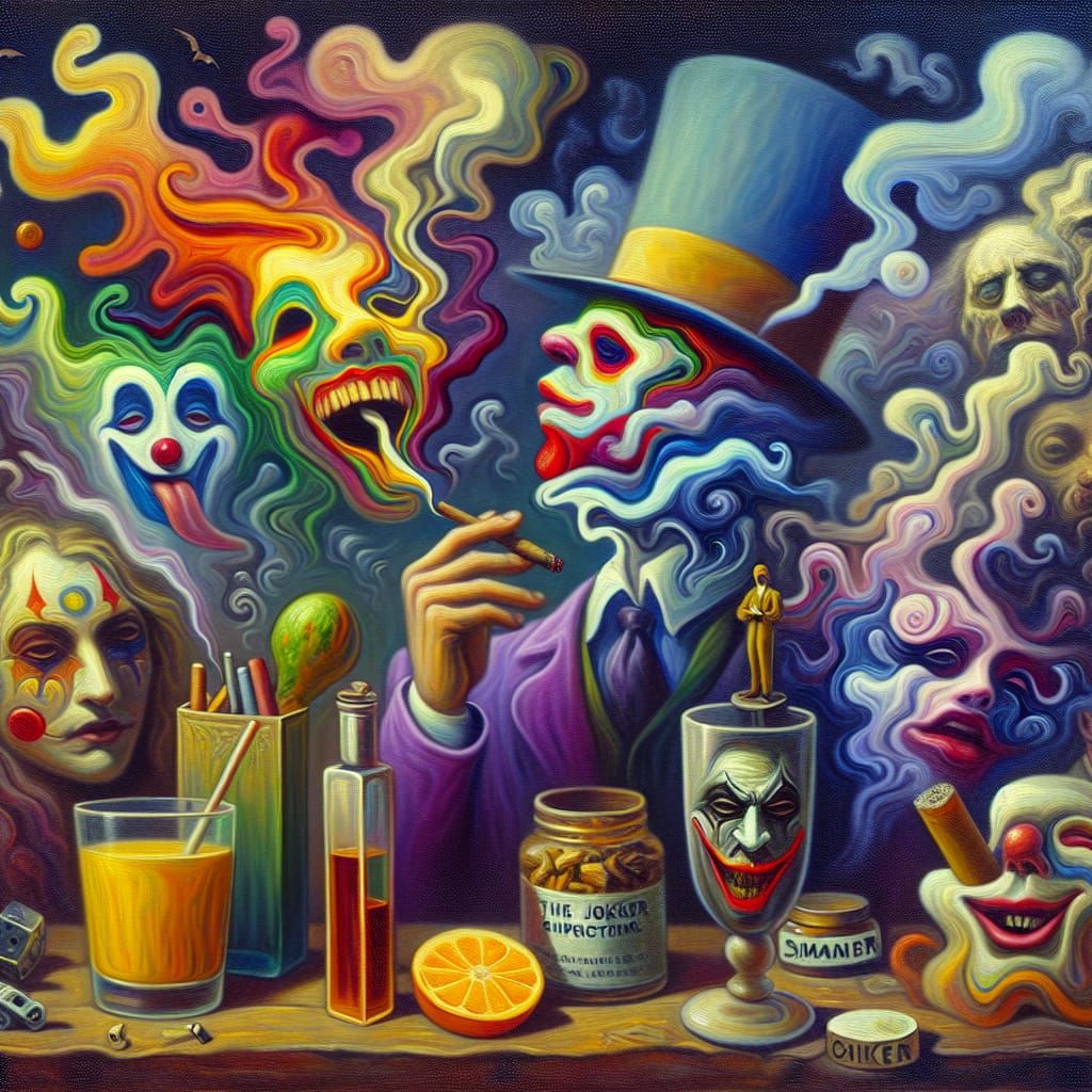 Surrealistic Joker Meltdown in Oil Paint
