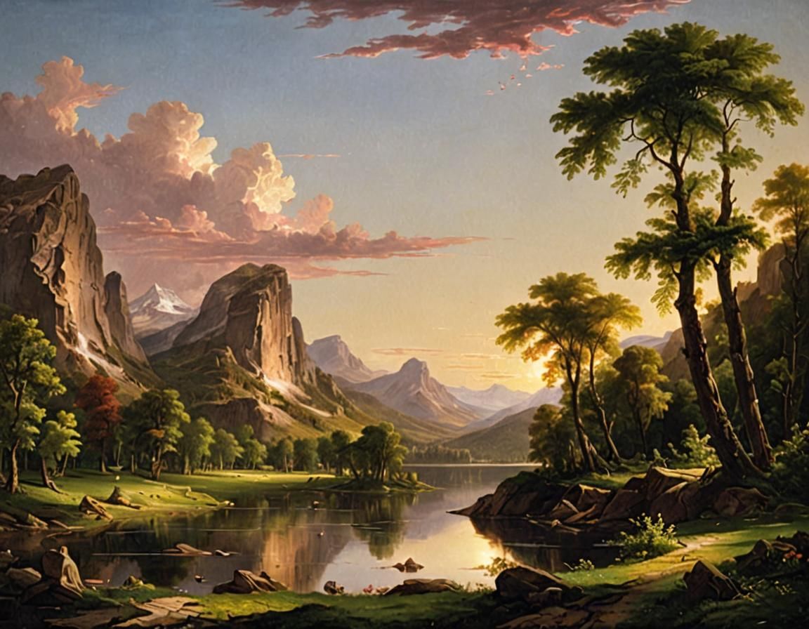 Idyllic Landscape in the Style of Thomas Cole