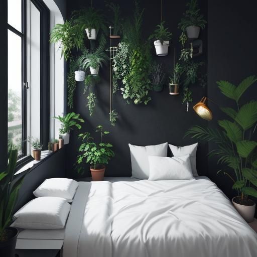 Lush Black Bedroom Oasis: Professional Photography