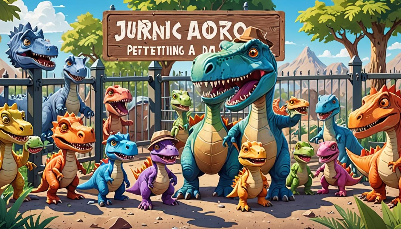 Cartoon Dinosaur at Jurassic Park Petting Zoo