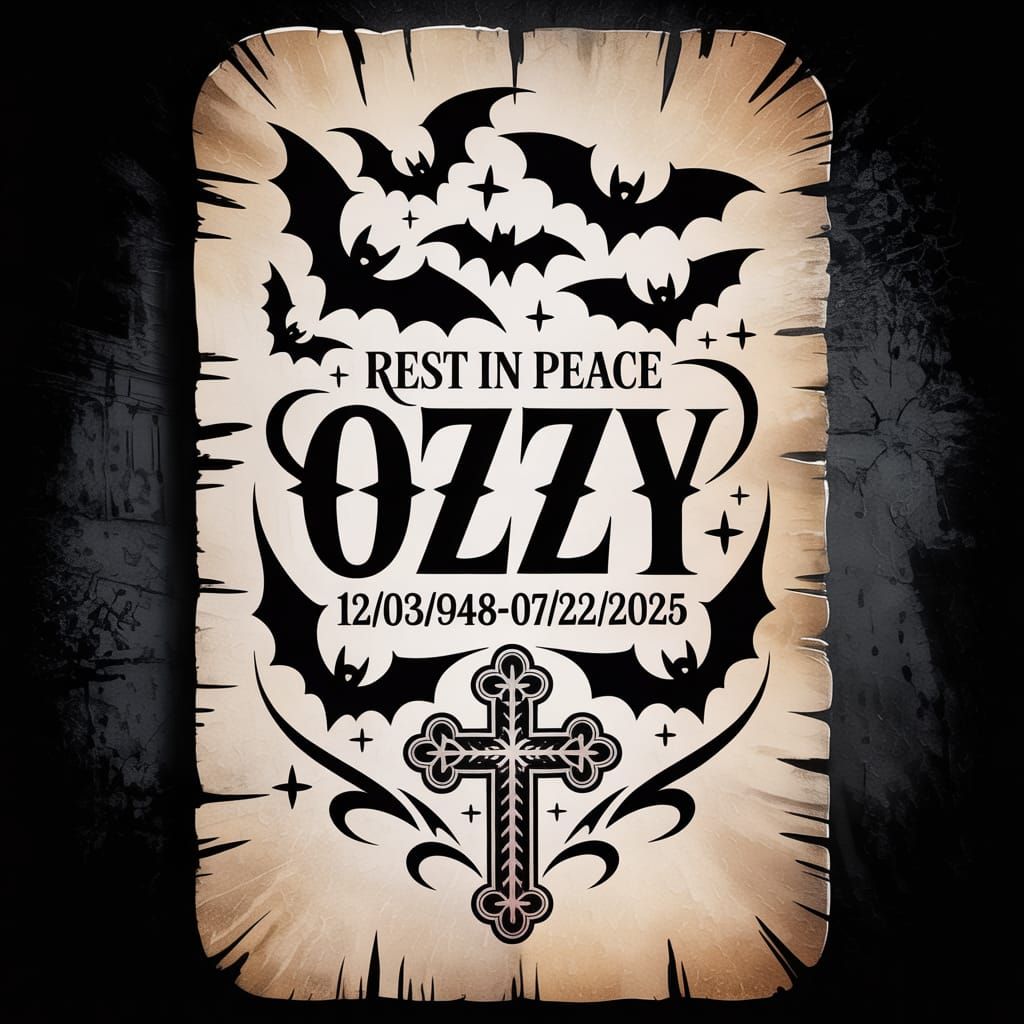 Gothic Tattoo Stencil Design: Rest in Peace Ozzy