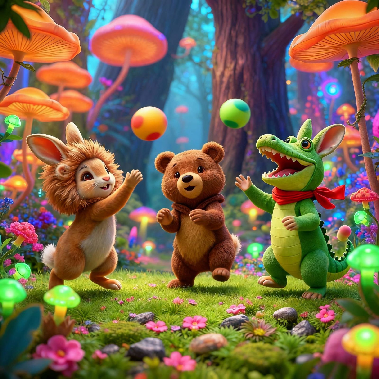 Rabbits in Playful Disguises as Forest Animals