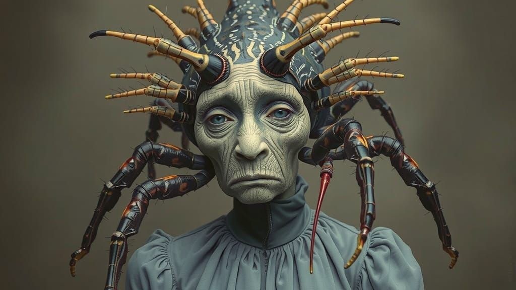 Humanoid Lionfish Woman in Magical Forest