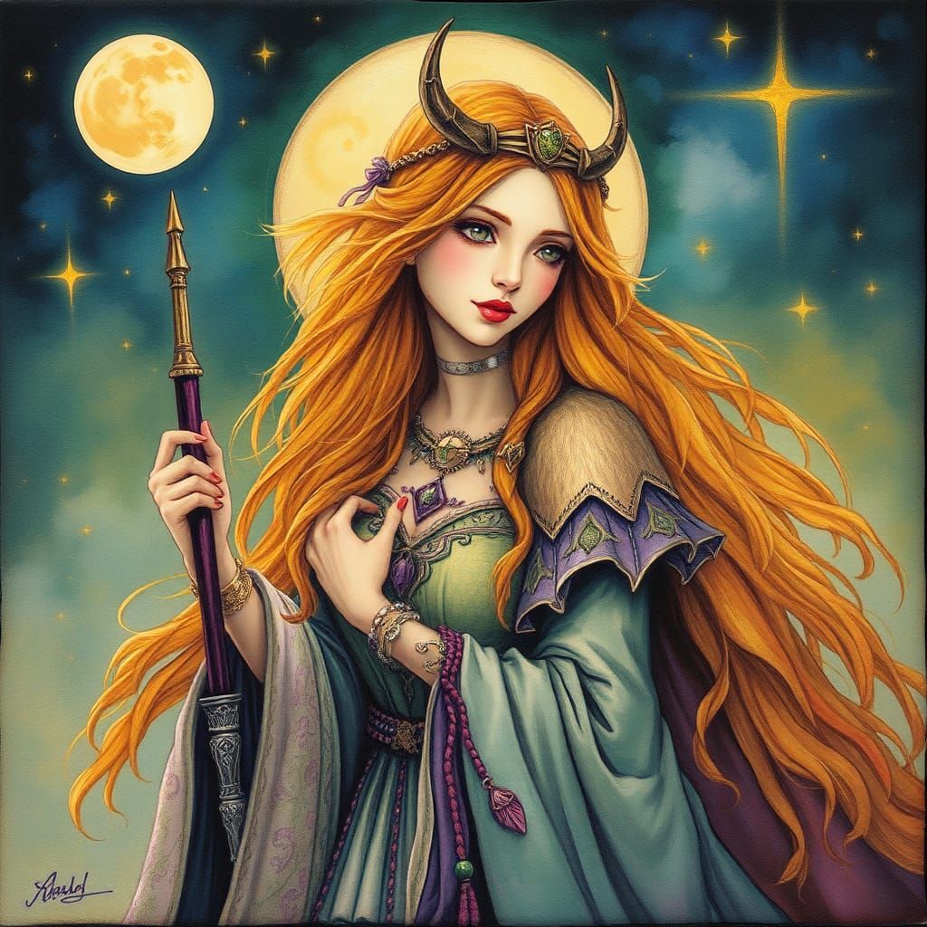 Eowyn of Rivendell: Fantasy Portrait in Alcohol Ink