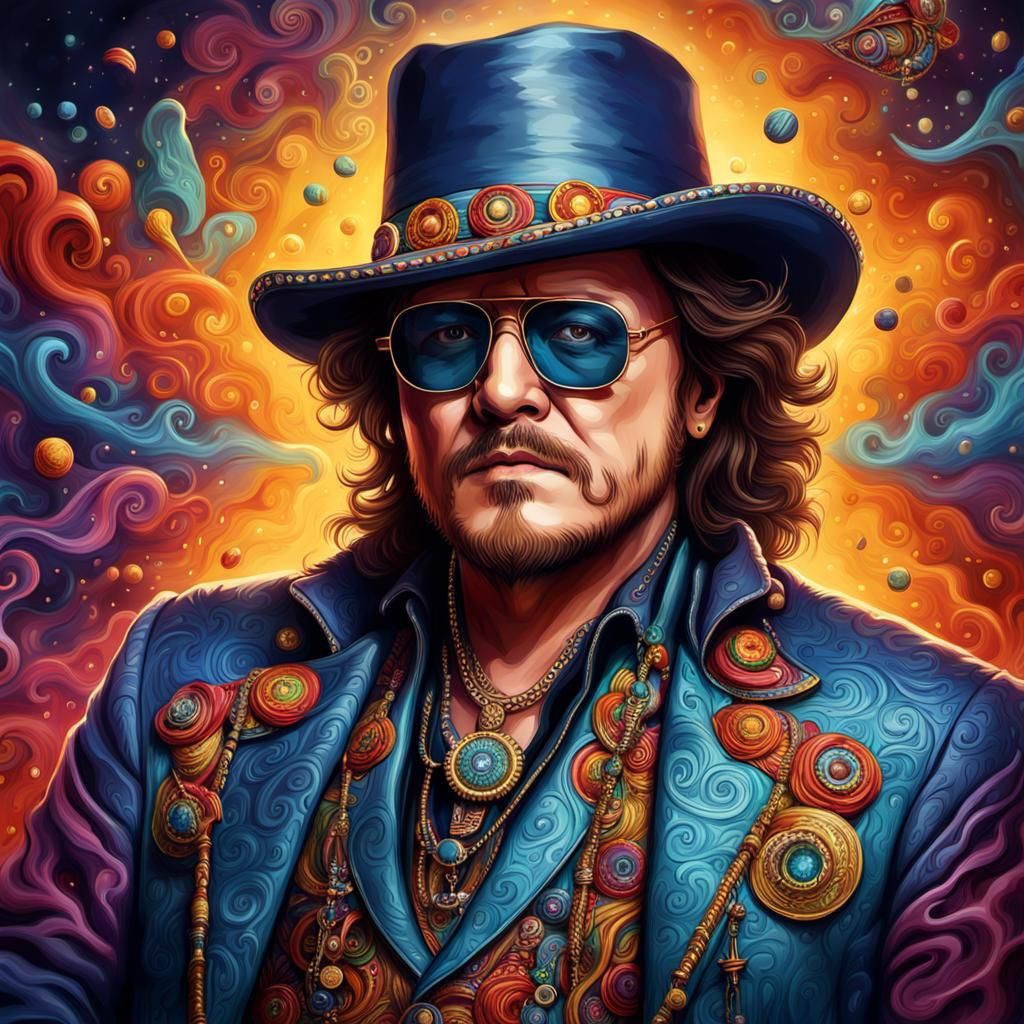 Psychedelic Portrait of Zucchero in Surreal Style
