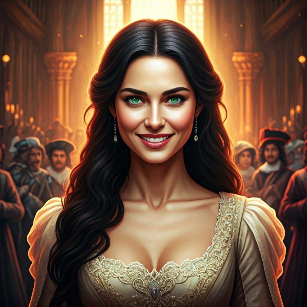 Elegant Renaissance Queen in Gown