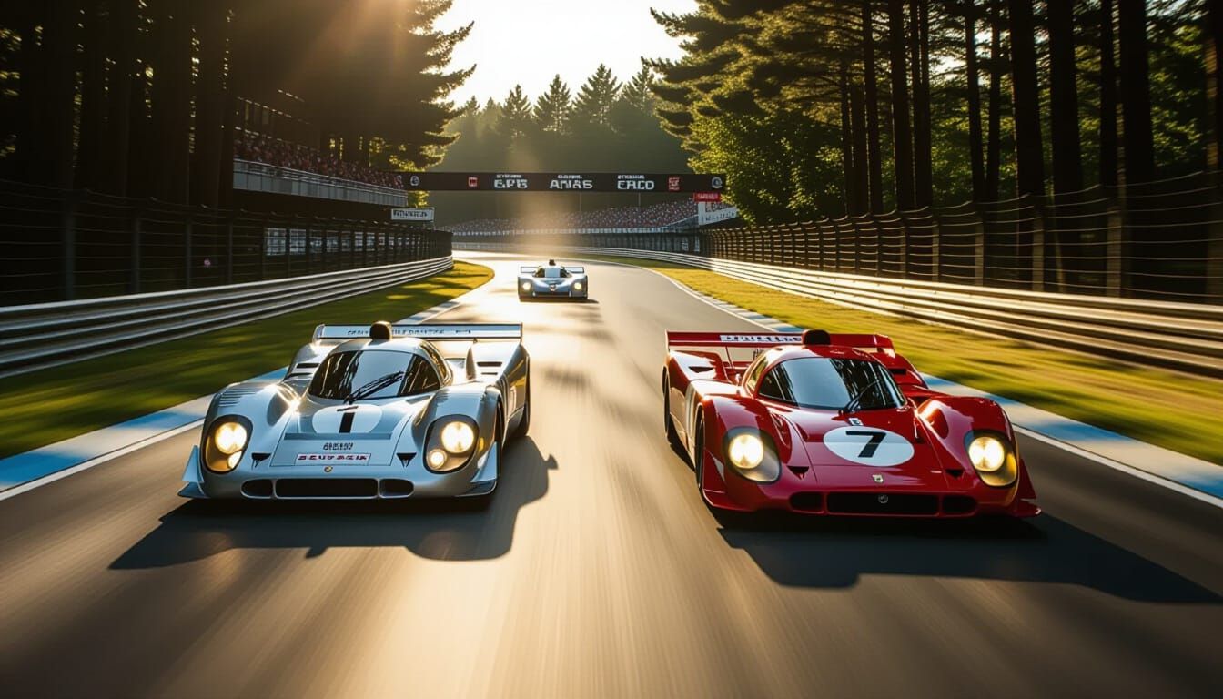 Vintage Porsche and Ferrari Race at Le Mans