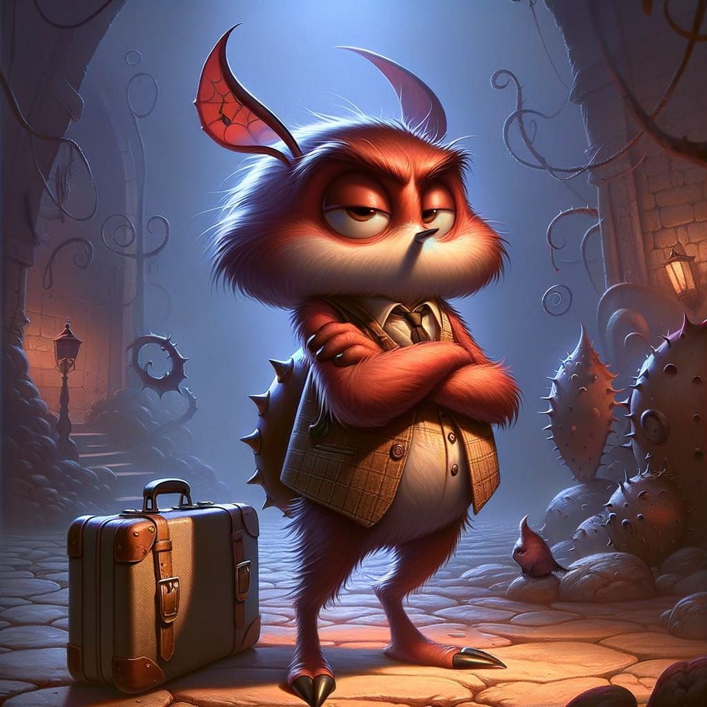 Cartoon Tick Character Valera Crosses Arms Unhappily