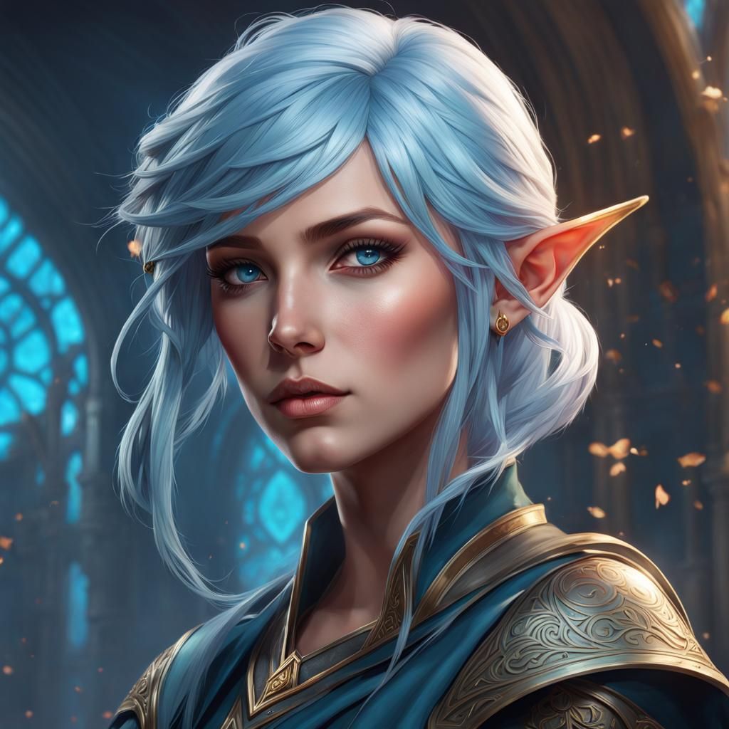 Elf Wizard Portrait in Hyperdetailed Digital Art Style