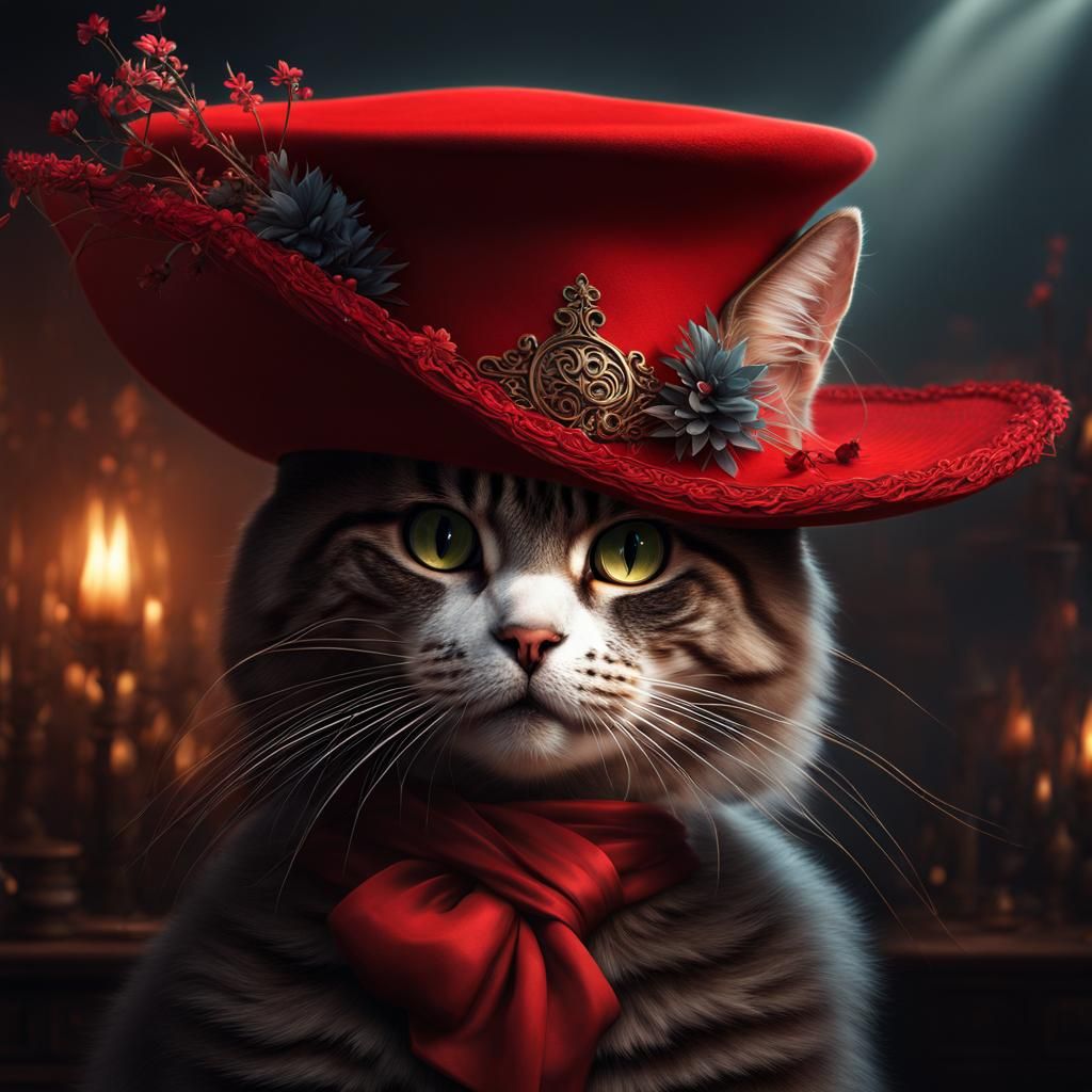 Cat in Big Red Hat: Digital Matte Painting