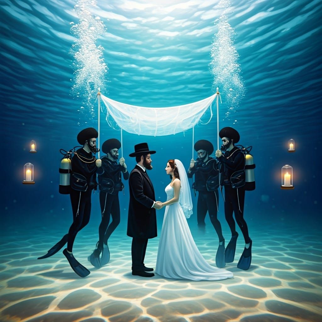 Hasidic Wedding Underwater in Ethereal Style