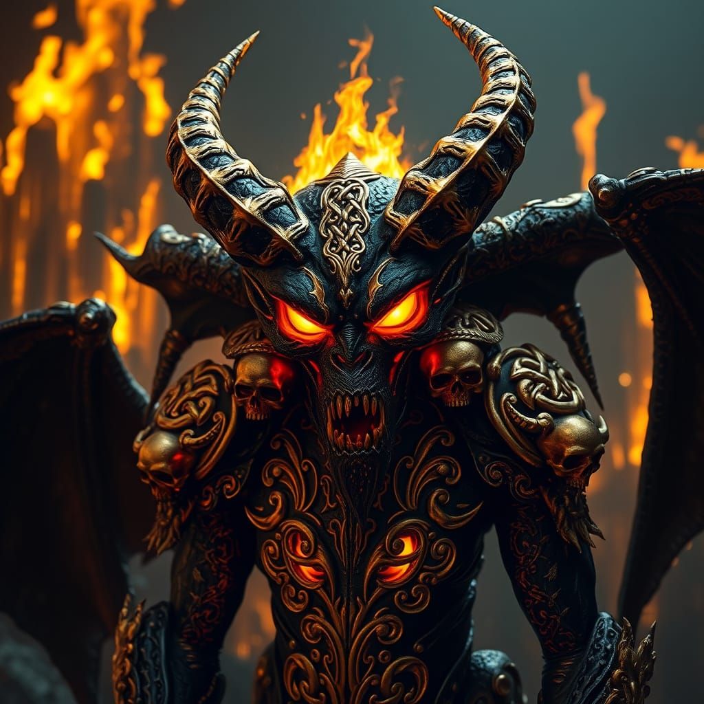 Surreal Demon of Void-Flesh and Molten Gold