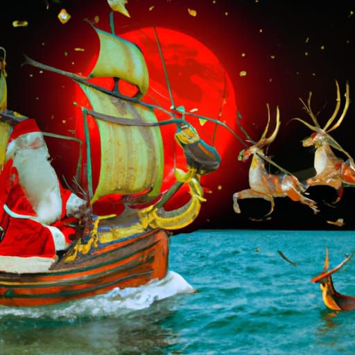 Santa Claus Pirate Captain on Frozen Seas