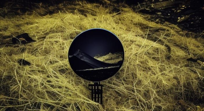 Eerie Landscape with Obsidian Mirror in Burtonesque Style