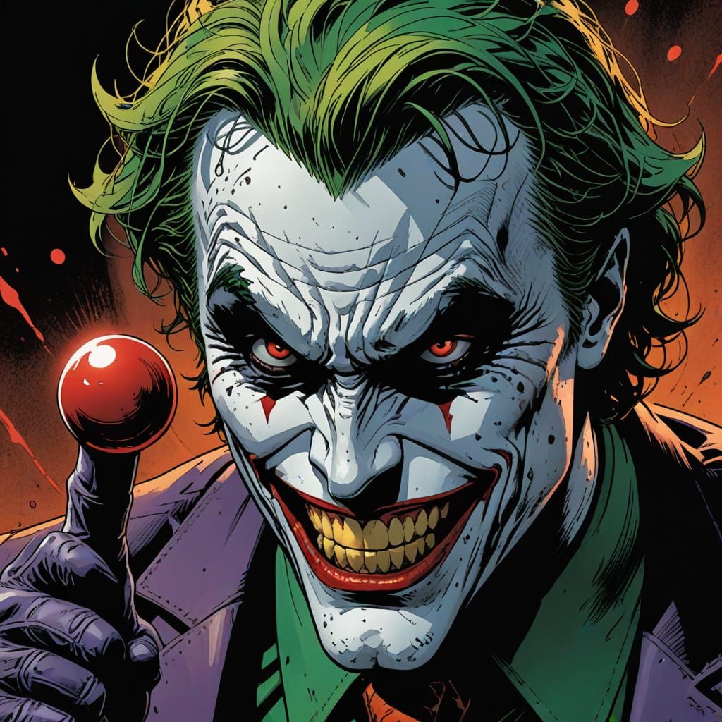 Joker's Maniacal Moment in Gotham City Comic Book Art